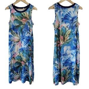 Soft Surroundings Penelope Maxi Dress Sz SP Sleeveless Tropical Summer Crewneck